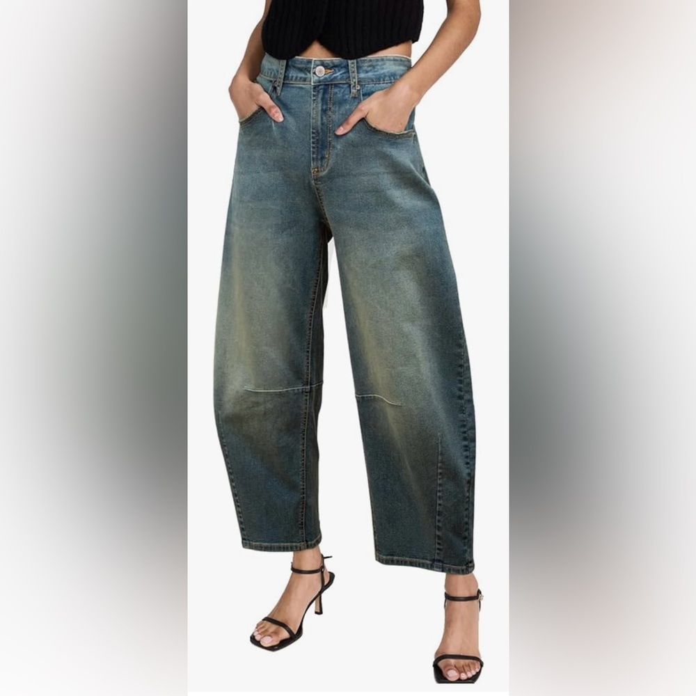 EUC Sidefeel Women’s Ankle Length Mid-Rise Baggy Barrel Jeans